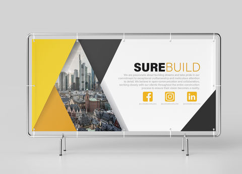 Banner mounted on stand