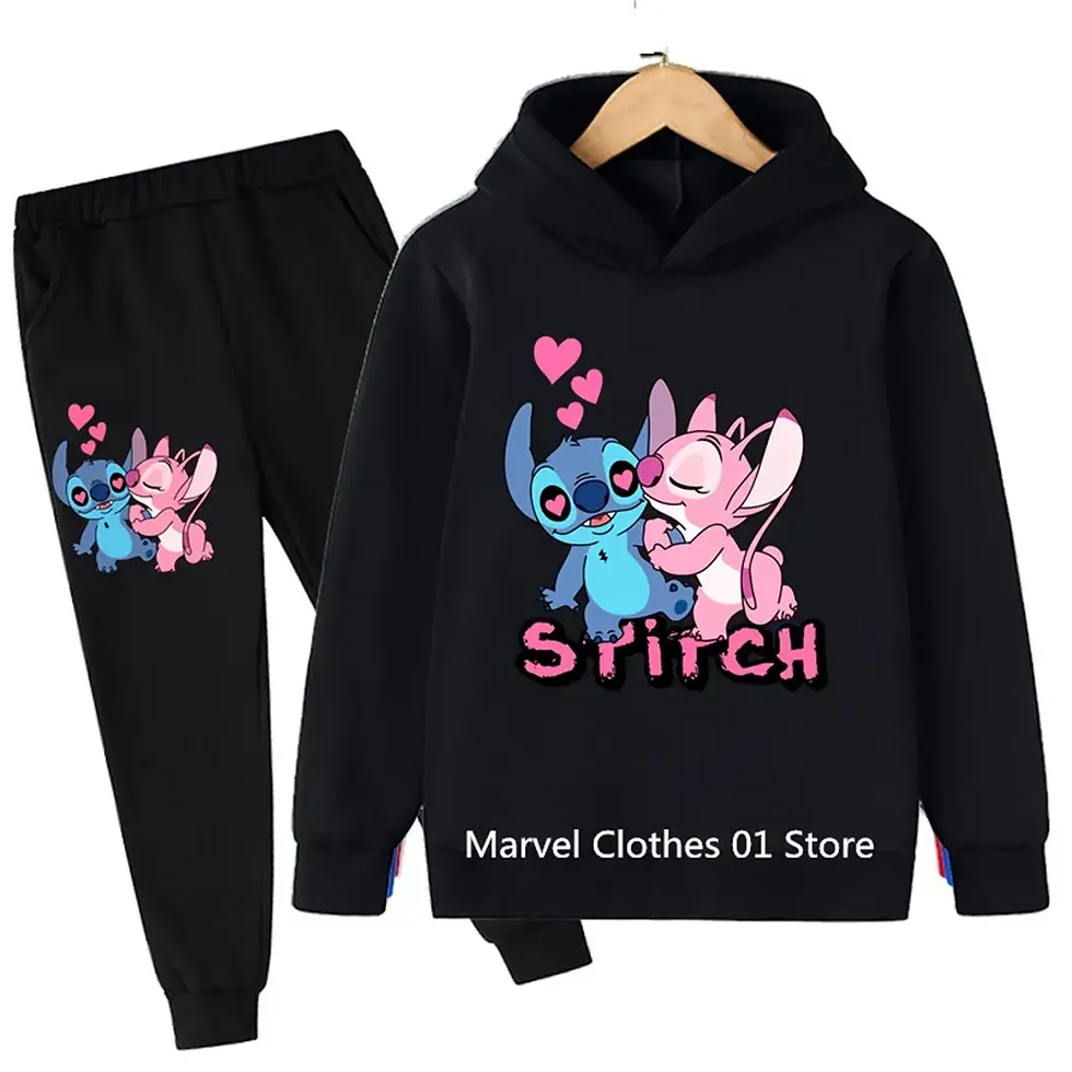 Thumbnail: 2pcs Set Clothing Stitch Hoodies Boys Girls Casual Long-Sleeves Sweatshirt+Long 
