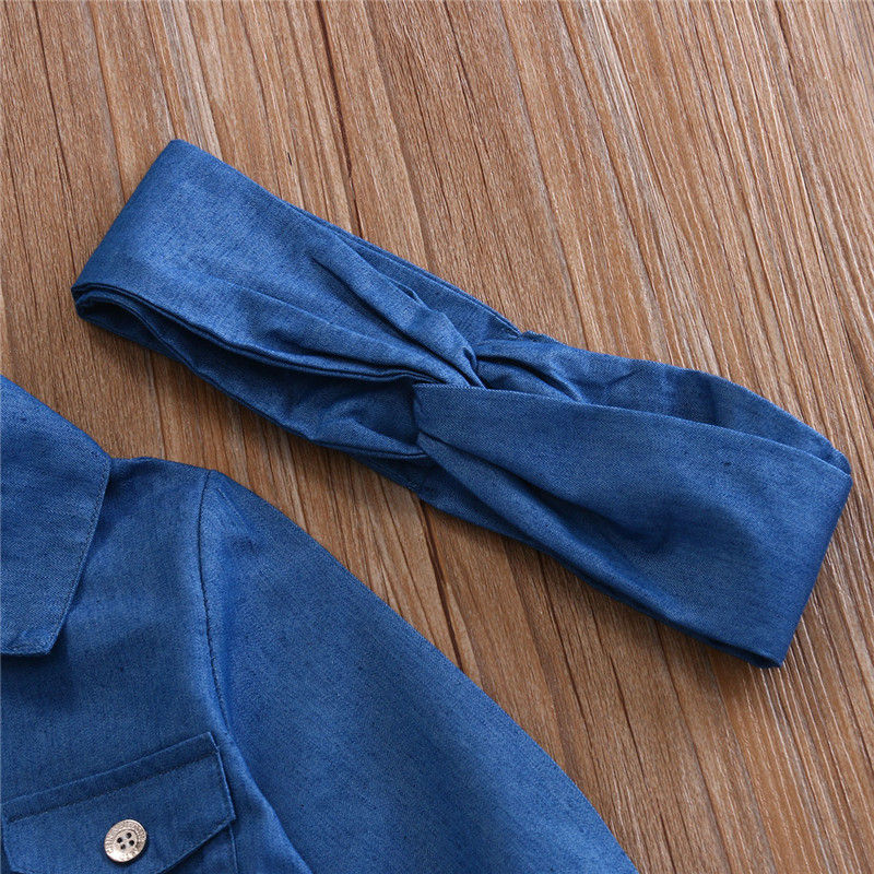 Thumbnail: Baby Girl Summer Clothing Sets Baby Girls Clothes Denim Shirt Top +Tutu Skirts+H