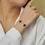 Thumbnail: JeenMata Black Flower Link Bracelet in Yellow Gold Plated