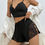 Thumbnail: SHEIN Contrast Lace Bow Front Cami Top & Shorts PJ Set / Pajama Set Bow Tie