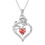 Thumbnail: Beautlace 925 Sterling Silver Birthstone Necklace Rose Flower Heart Pendant Jew