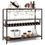 Thumbnail: Costway Rustic Wine Rack Table 13 Bottles Wine Bar Cabinet Freestanding with Gl