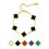Thumbnail: JeenMata Black Flower Link Bracelet in Yellow Gold Plated