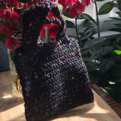 Black and rainbow hand bag