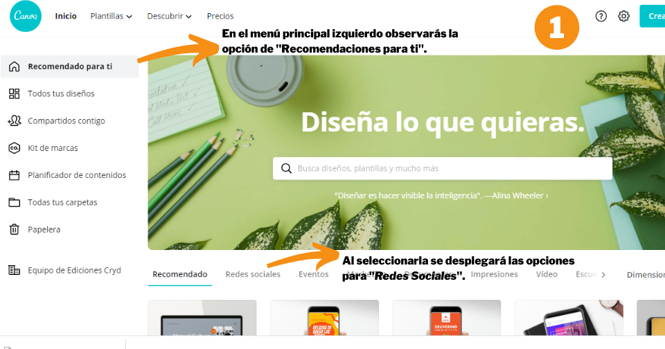 Cómo crear un post de Instagram en Canva - Paso 1