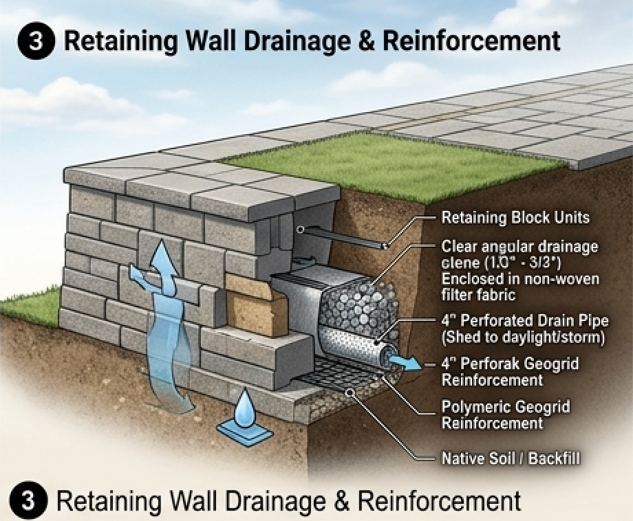 Retaining Wall Drainage & Reinforcement