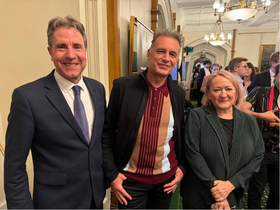 Norris (left) with BBC presenter Chris Packham (centre) at an event in Parliament hosted by cosmetics brand Lush