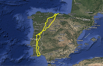 Motorcycle tour map of Spain and Portugal