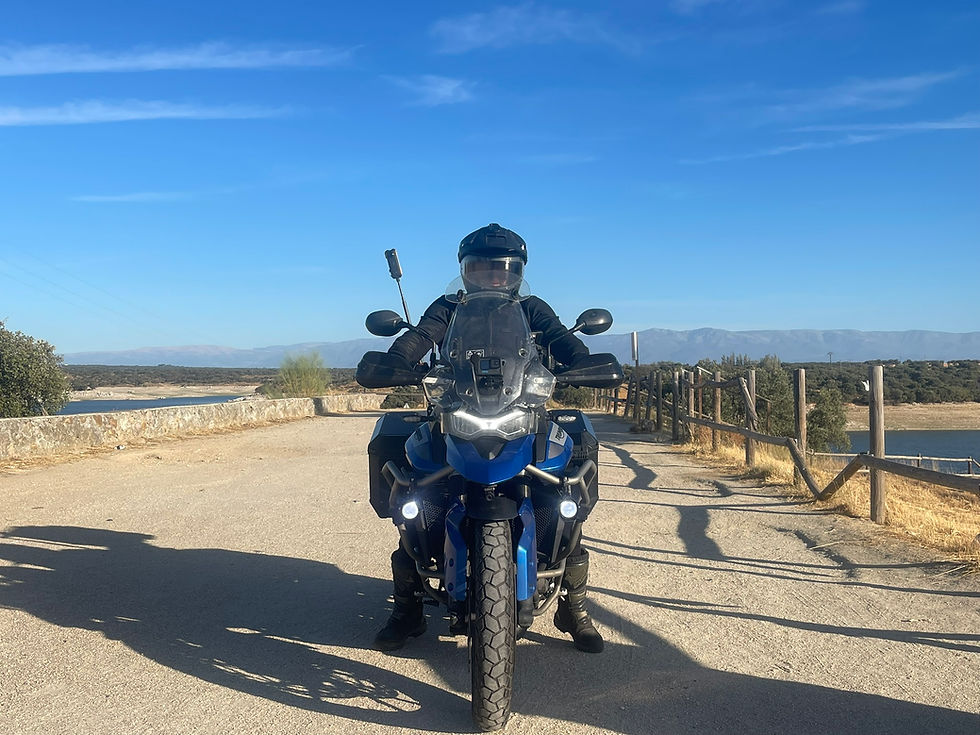 Biker facing camera on his motorcycle