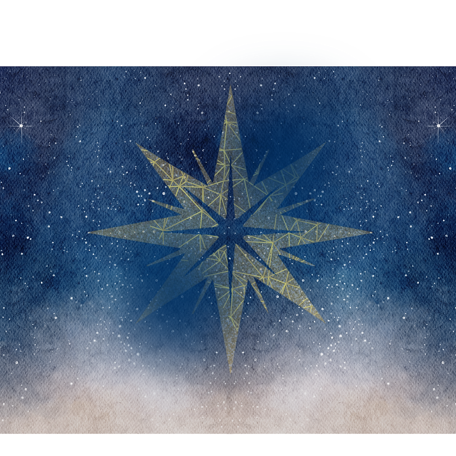 Dark Blue and Gold Minimalist Elegant Typography Religious Christian Christmas Quote Card