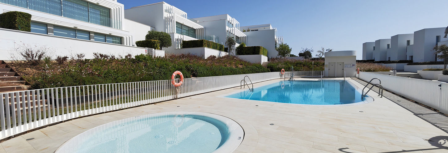 Pool area with to pools and gym