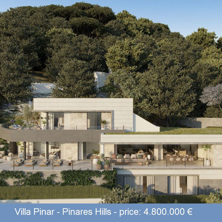 Villas in an exclusive gated community of Pinares Hills, located in Pinares de San Antón, just north of Málaga City Centre. This modern villas spans from 4 to 5 bedrooms.
Its design features floor-to-ceiling glass, creating bright, open living areas that offer panoramic views to the mediterranean sea, the mountains and part of Malaga City. The included minimalist kitchen, which can be customized, flows into a stylish dining space, ideal for both everyday use and entertaining.
The villas boasts 5 elegantly designed villas in fase 1, + opnening for one villa in fase 2.
All Villas is in a moden and contemporary style, prioritising both comfort and style. The living rooms, with its large sliding glass doors, opens onto spacious terraces that offers breathtaking views of the surrounding area. Outside, you’ll find private saltwater infinity pool, expansive south-facing terraces, and landscaped gardens. The properties also includes up to 3 private parking spaces for added convenience.
Just 7 minutes from Malagueta Beach and Málaga City Centre, This Villas offers a peaceful, private lifestyle while still being close to top restaurants, shopping, and cultural attractions. High-end features, such as a wine cellar, entertainment room, and private office, make this villas ideal for luxurious living