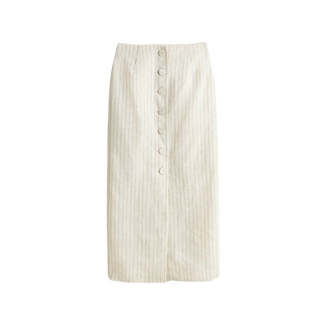 Linen Button Midi Skirt