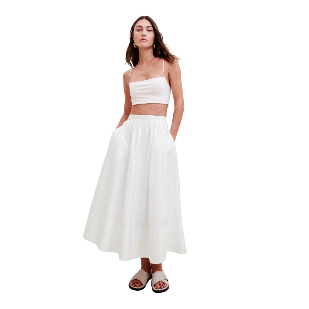 Cotton Poplin Midi Skirt