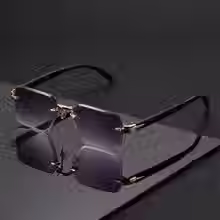 Rectangular Frameless Sunglasses for Women and Men