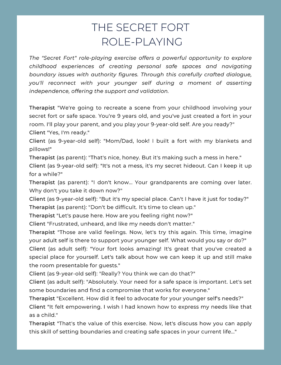 Thumbnail: Role Playing Script for Therapists and Coaches PDF