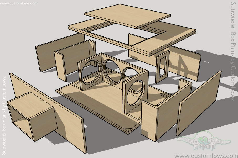 Thumbnail: 4 Synergy  Audio WFO2K 12 6th Order Blow Thru subwoofer box plans