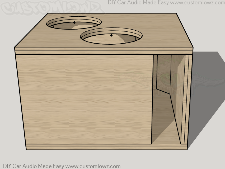 Dual Sundown Audio zv7 15 SUV / Hatch Back Ported Subwoofer Box Plan front view