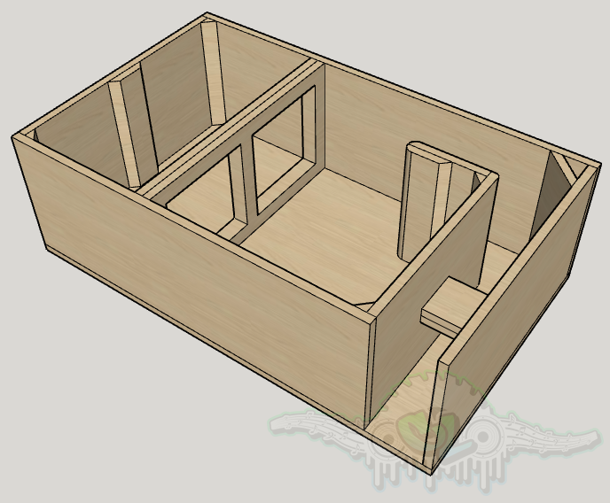Thumbnail: Quad American Bass HD 10 SUV / Hatch Back Ported Subwoofer Box Plans inside view