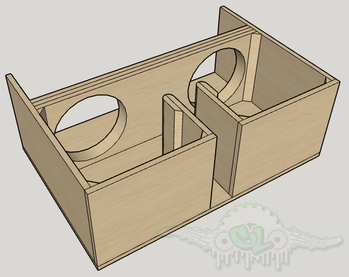 Thumbnail: Dual Fi Car Audio BTL-3 12 4th Order Bandpass Subwoofer Box Plans inside front view