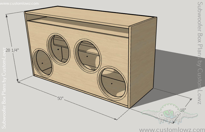 Thumbnail: 4 American Bass Hawk 12s Ported  Subwoofer Box Plans