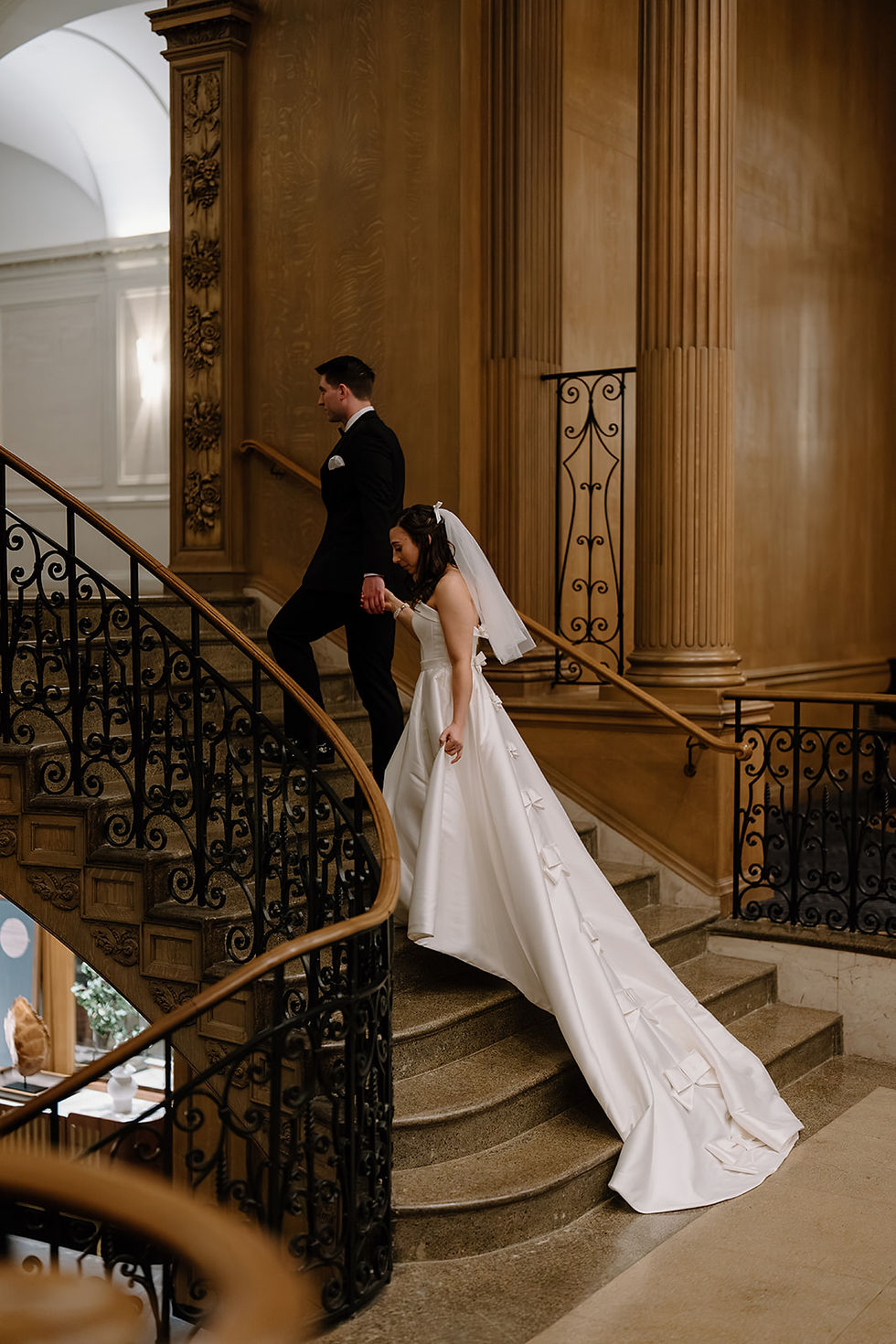 Wedding couple at The Fairmont Olympic Hotel in Seattle, WA