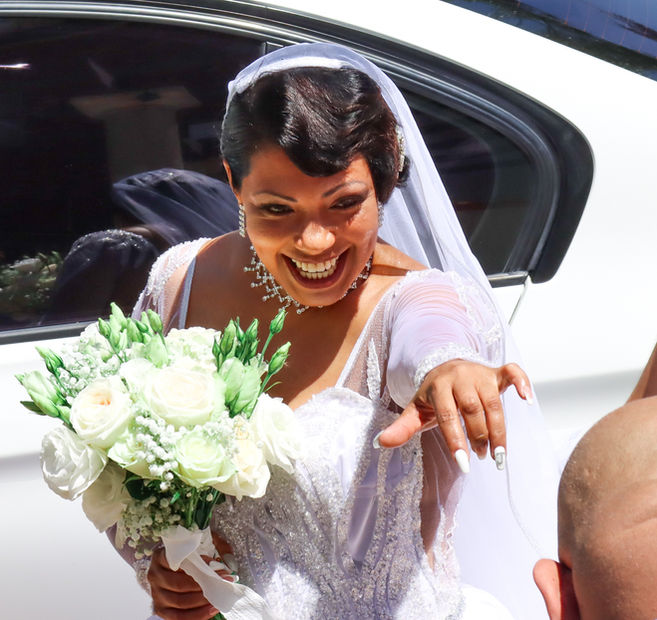Bride showing off her nails