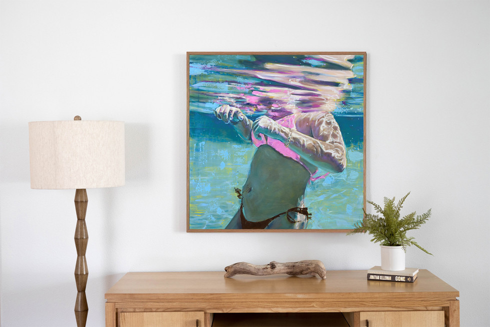 framed canvas print hanging in interior