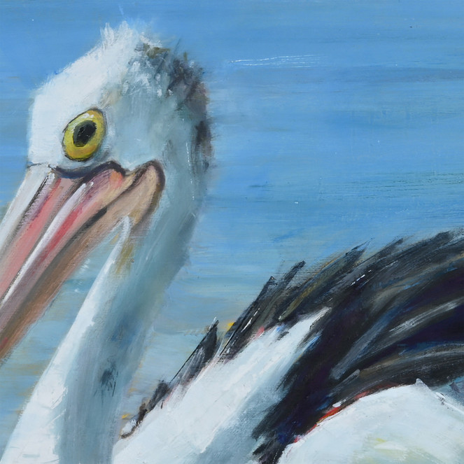 close up detail of the pelican painting