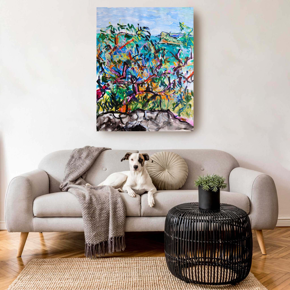Original Coastal Landscape Painting, displayed in living room
