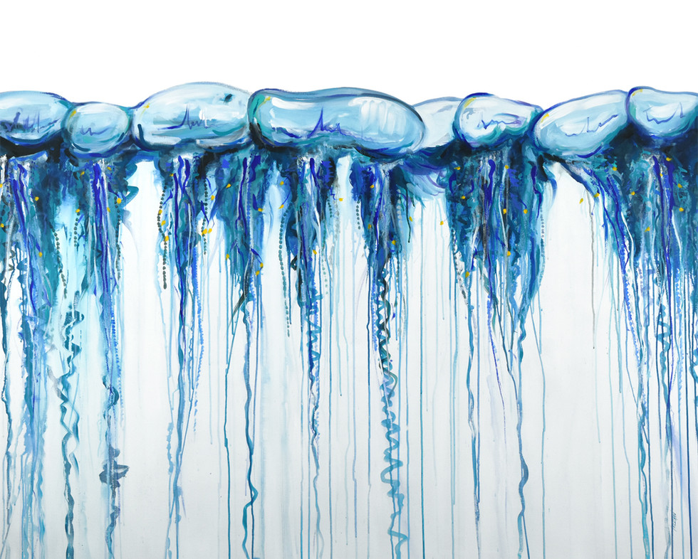 statement painting of bluebottle jellyfish