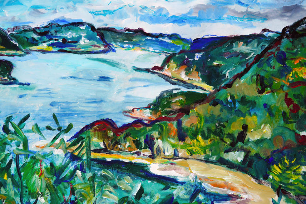 Details of an Original Coastal Landscape Painting_Pearl Beach NSW