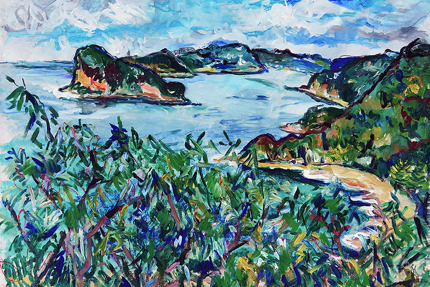 Between Trees and Tide – Original Coastal Landscape Painting_Pearl Beach NSW