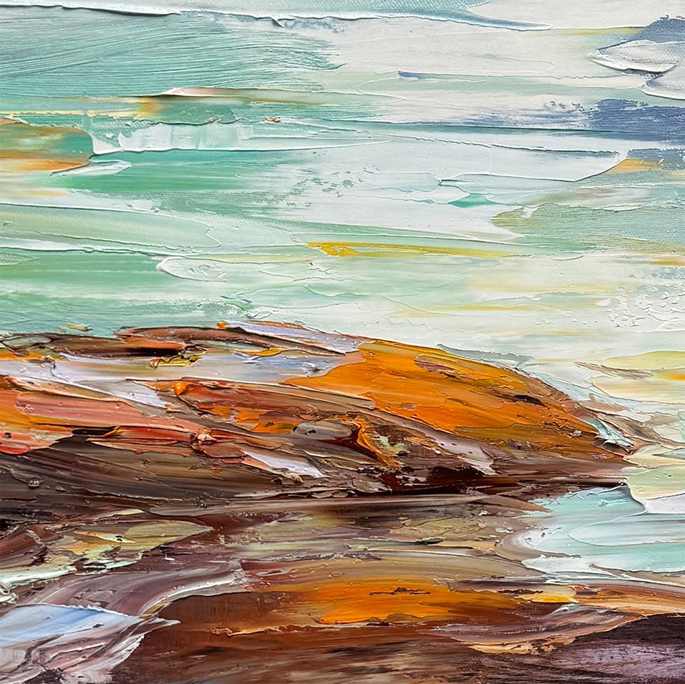 close up detail of the painting