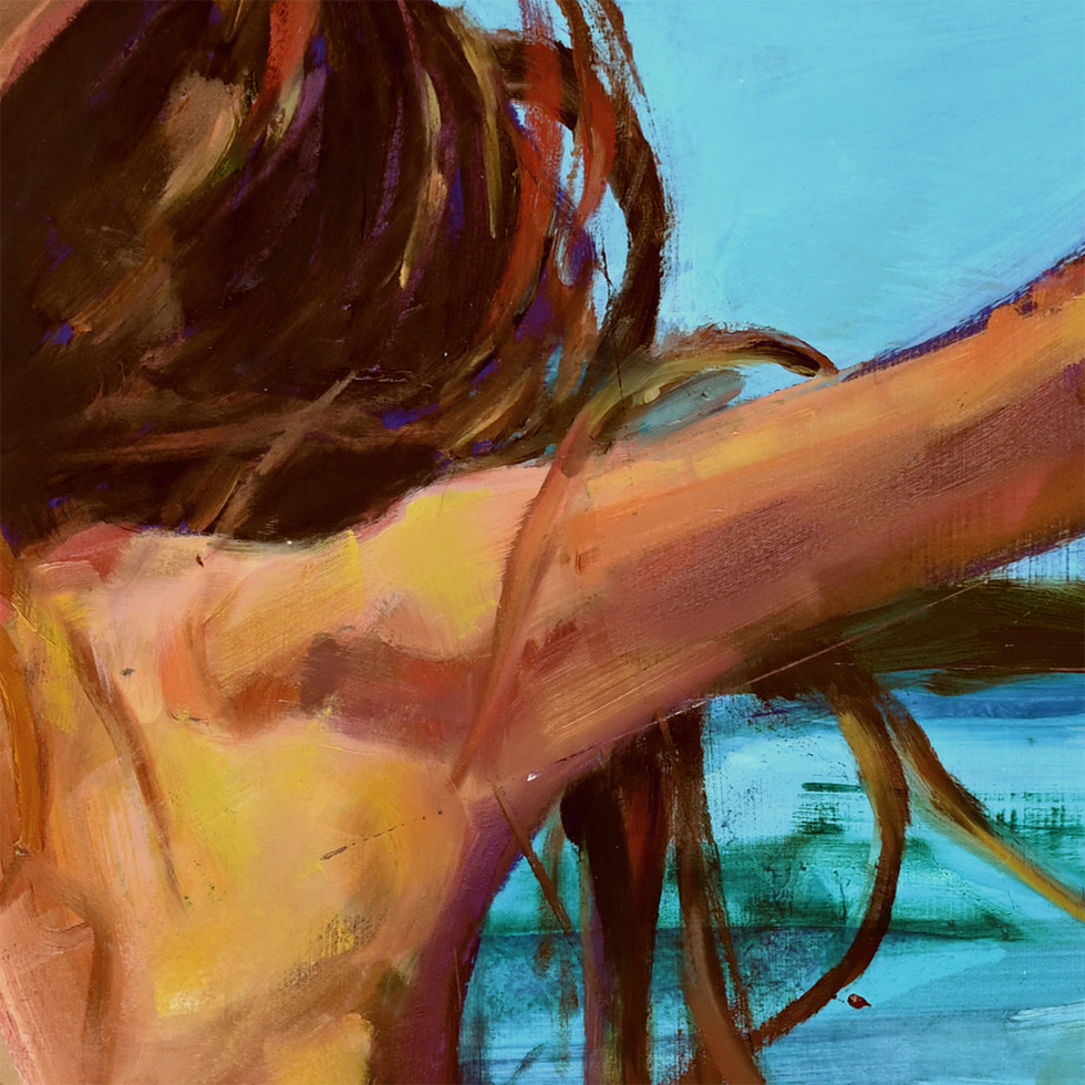 detail of painting of a woman's back and arm