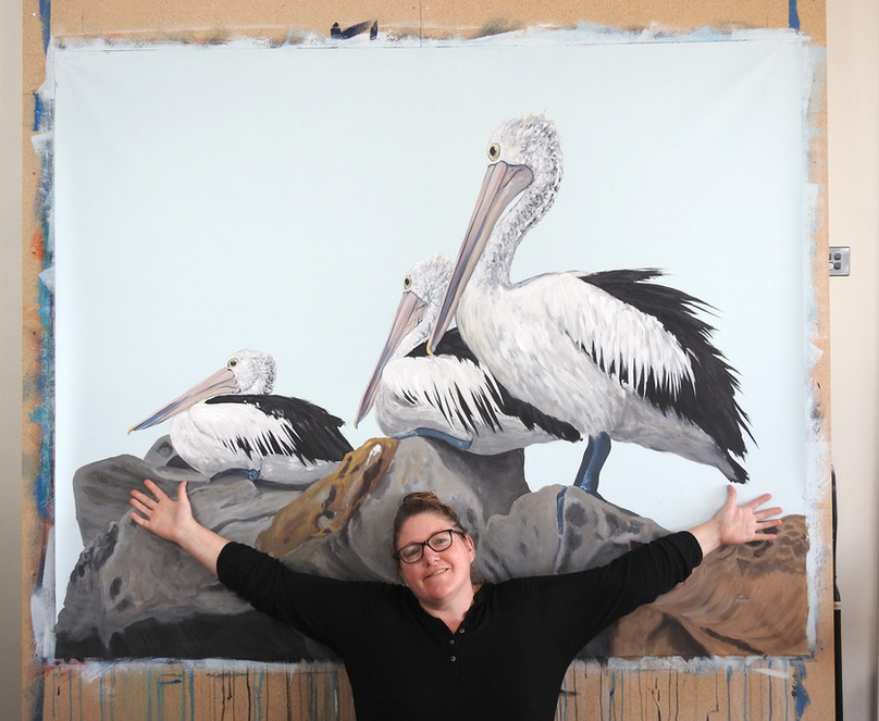 Artist with pelican painting
