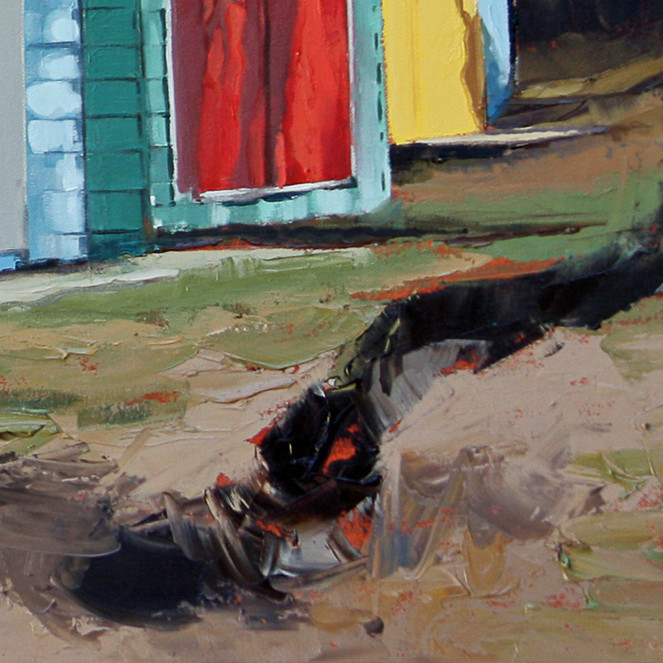 Close up view of the painting