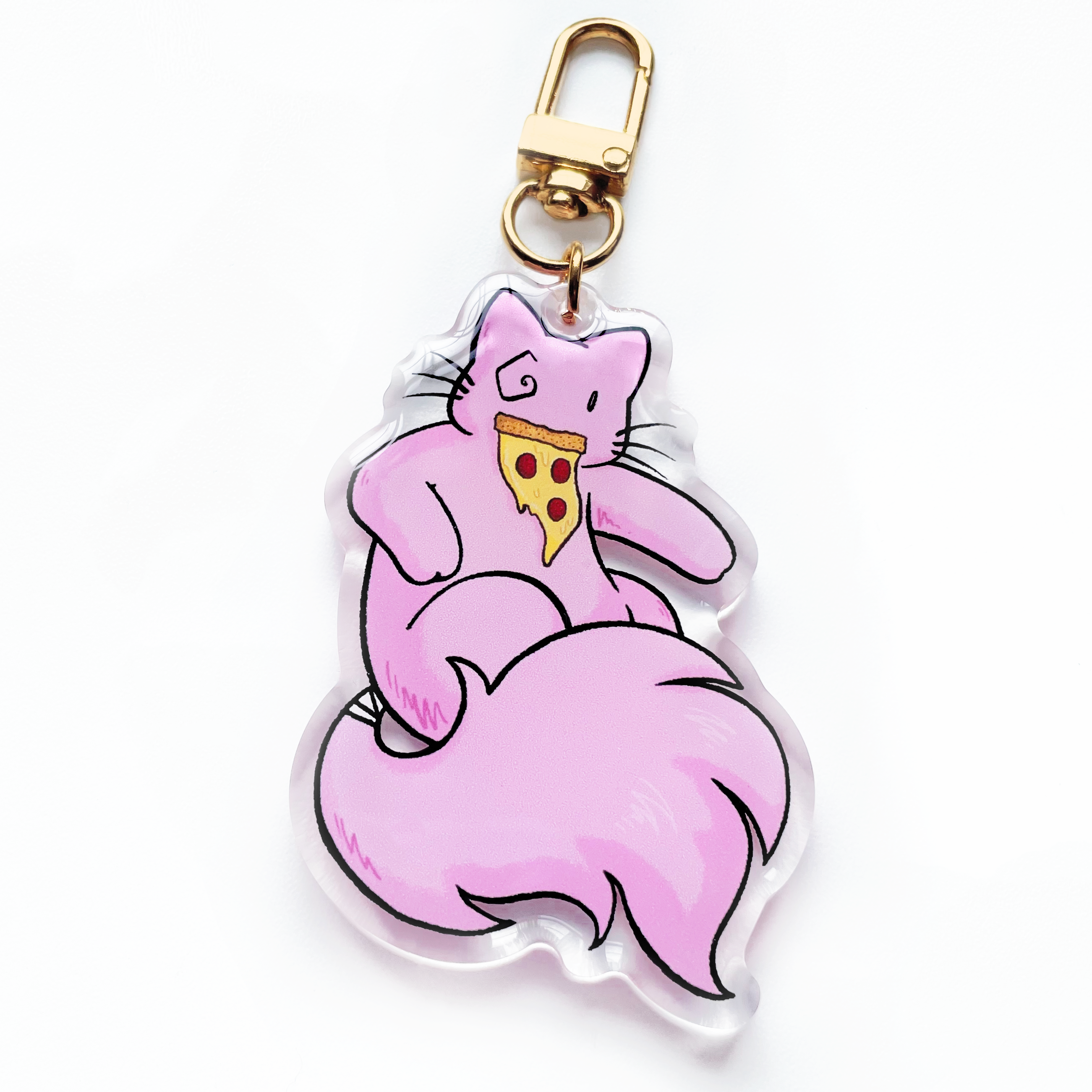 Wonky Pizza Kat Acrylic Keychain