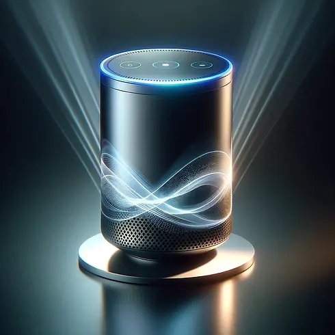 DALL·E 2024-02-27 20.28.08 - Imagine a cutting-edge, high-tech version of an Alexa device,