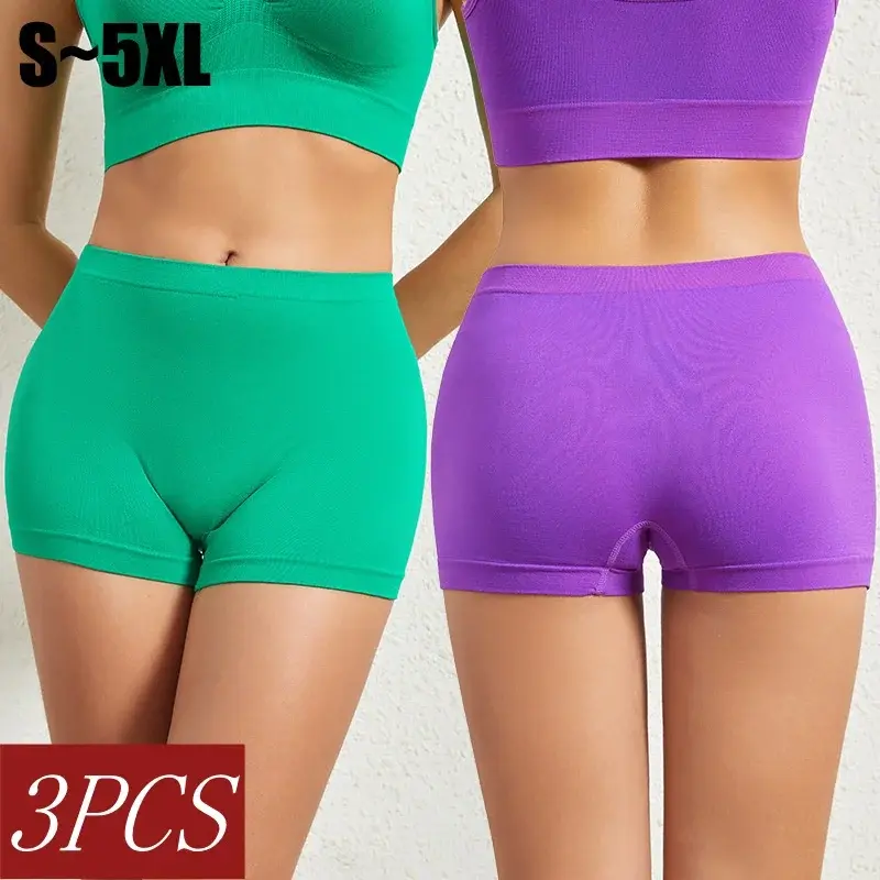 3Pcs/Set Boyshort Seamless Panties Women Low Rise Sports Underwear Comfort