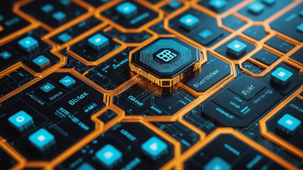 High angle view of a blockchain transaction visualization