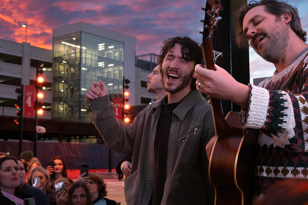 Franklin Jonas sings outdoors in Detroit, MI