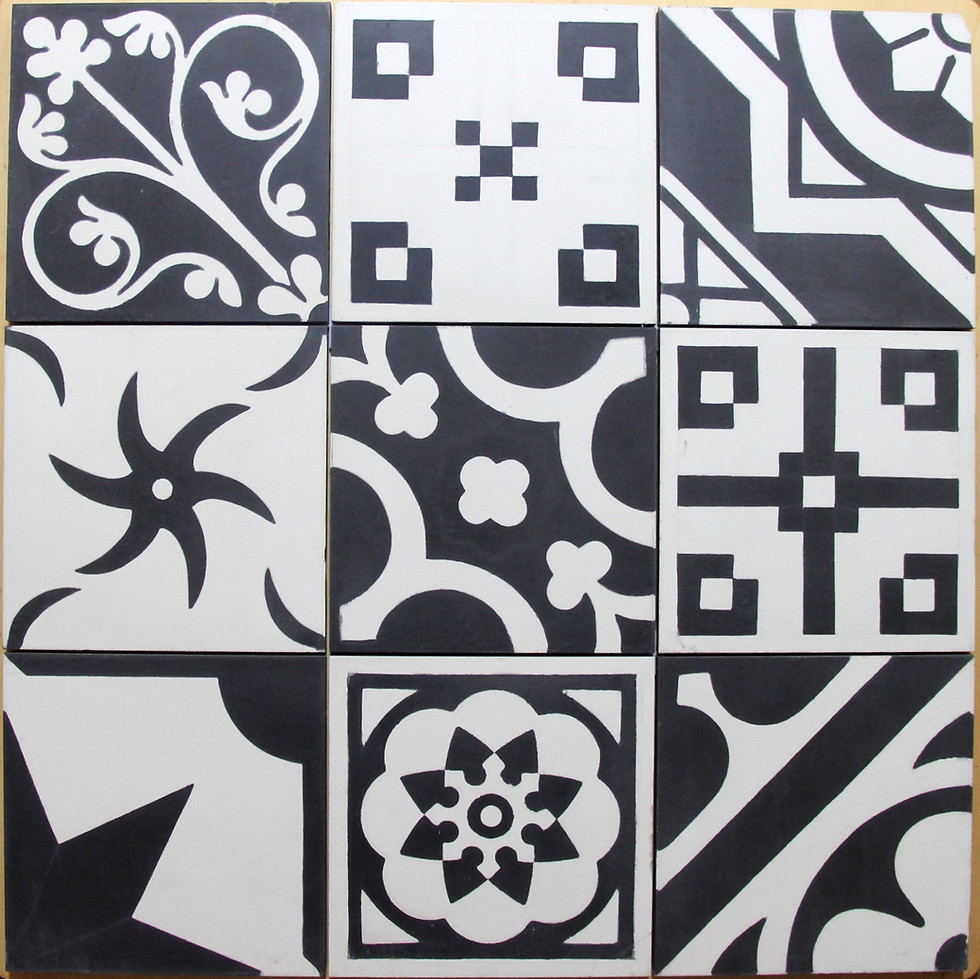 carreaux de ciment noir et blanc