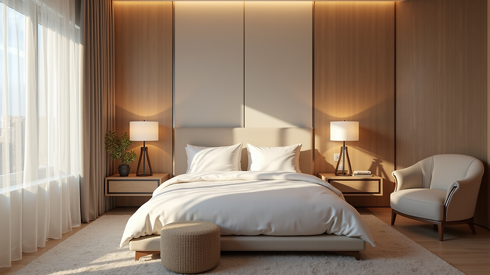 Close-up view of a luxurious hotel room with a stunning view