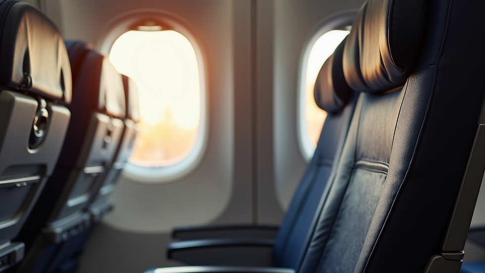 Close-up view of a comfortable airplane seat