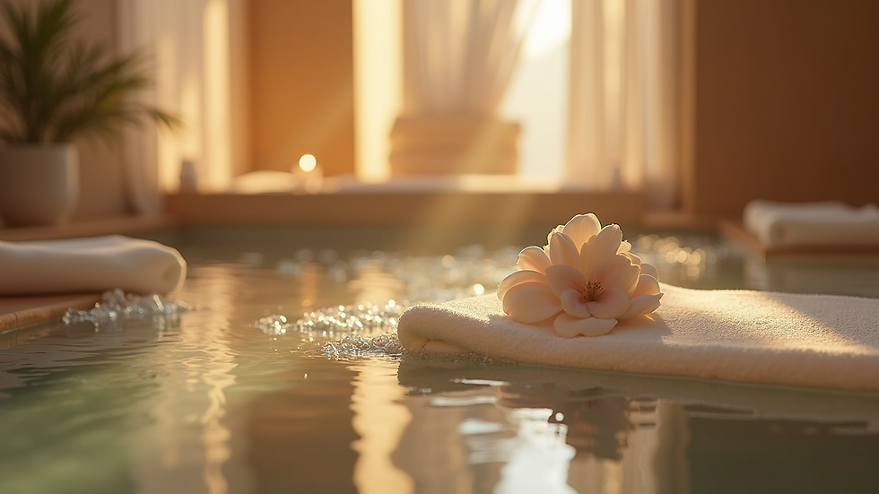 Close-up view of a serene spa setting with tranquil decor