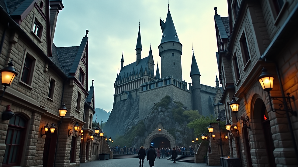 Eye-level view of themed Hogwarts Castle at Universal's Epic Universe