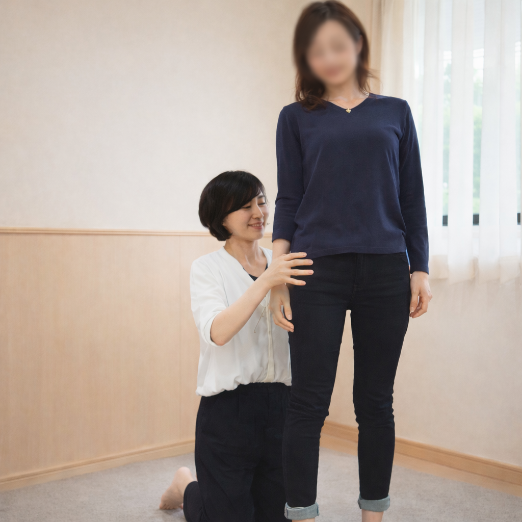 鏡の前での姿勢確認