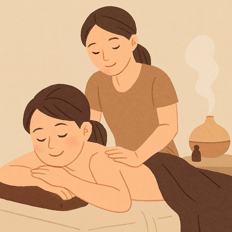 オイルマッサージをしている女性とされている女性